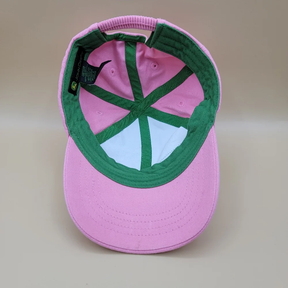 John Deere Toddler Girl's Hat Cap Pink White Horse Image One Size Stretch Back